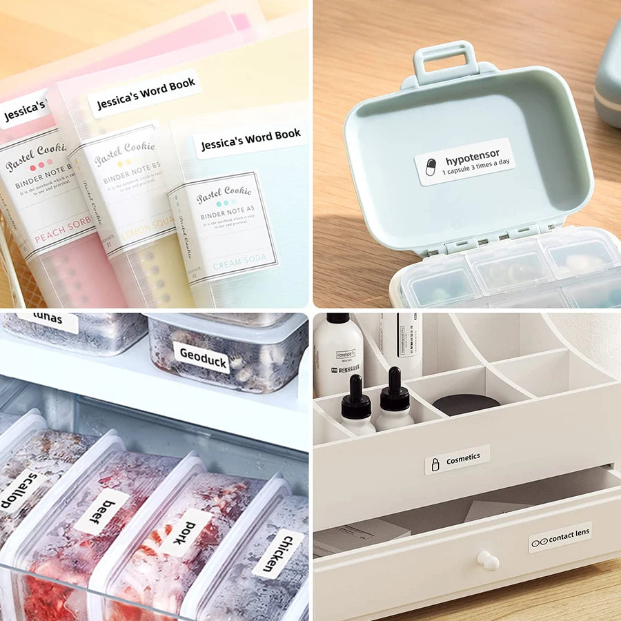 D110 Mini Portable Thermal Printer without Ink Self-Adhesive Label Maker Printer for Stickers Labeller Labeling Machine