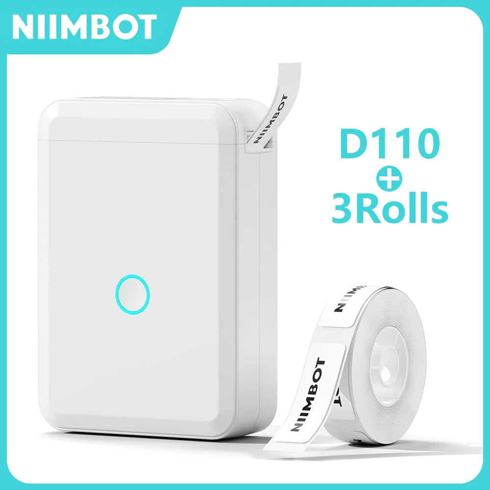 D110 Mini Portable Thermal Printer without Ink Self-Adhesive Label Maker Printer for Stickers Labeller Labeling Machine