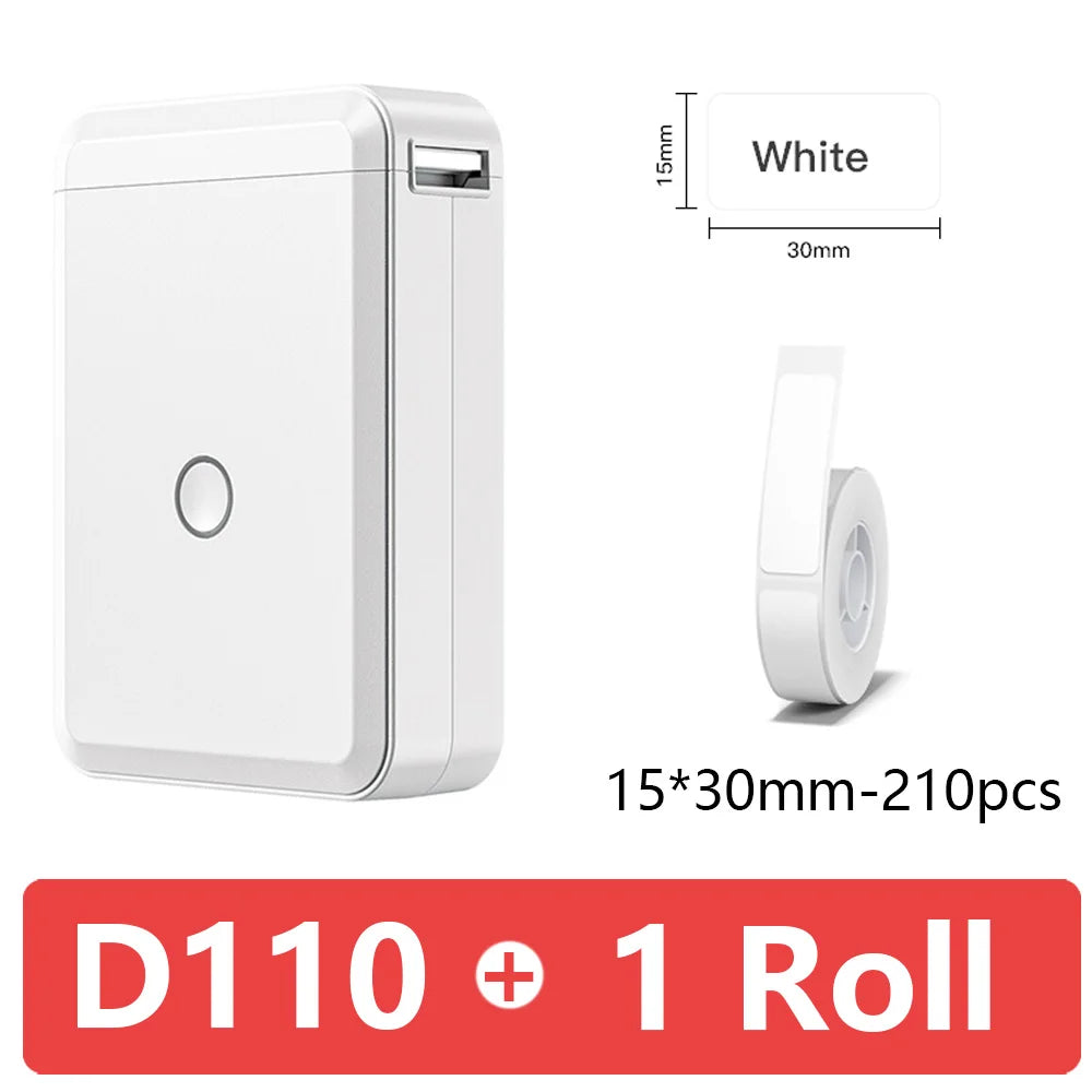 D110 Mini Portable Thermal Printer without Ink Self-Adhesive Label Maker Printer for Stickers Labeller Labeling Machine
