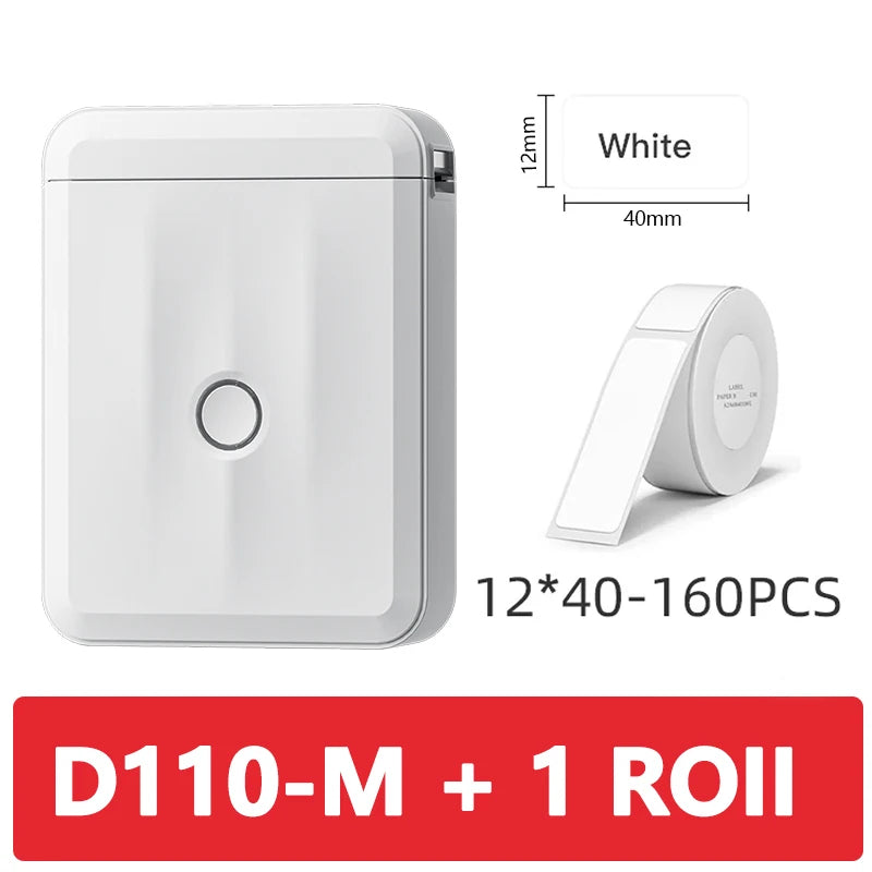 D110 Mini Portable Thermal Printer without Ink Self-Adhesive Label Maker Printer for Stickers Labeller Labeling Machine